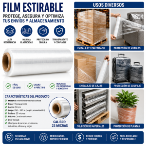 Bobina film estirable 50 cm Espesor 23 micras