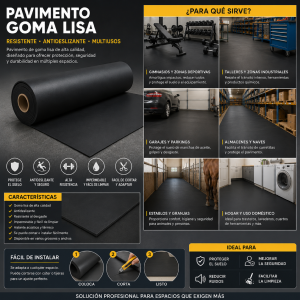 Pavimento de caucho liso 120 cm ancho 3mm -Rollo 10 m.l.-
