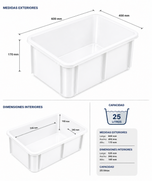 Cubeta apilable 25 litros