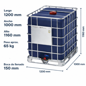Contenedor- Deposito 1000 L. Azul reforzado Pale metálico - Homologacion ADR