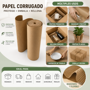 Bobina carton ondulado de 100 metros de largo por 90 cm de ancho