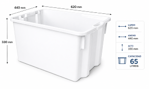 Cubeta apilable y encajable 65 litros sin tapa