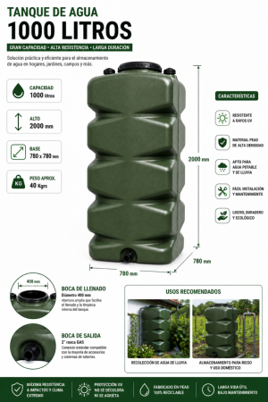 Depósito Agua Potable 1000 litros (Modular)