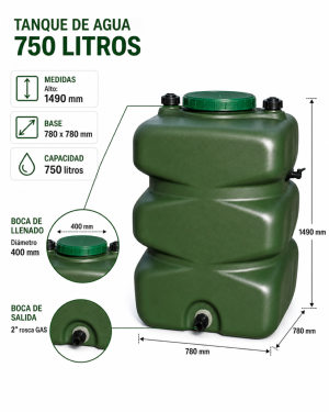 Depósito Agua Potable 750 litros (Modular)