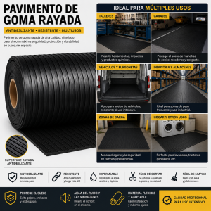Pavimento de caucho rayado por metros 150 cm ancho