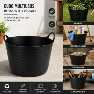 Capazo negro 26 litros dos asas Diámetro 360 mm Alto 280mm
