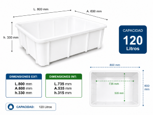 Cubeta apilable 120 litros