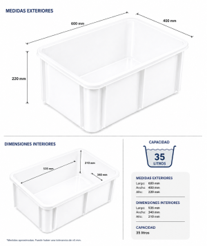 Cubeta apilable 35 litros