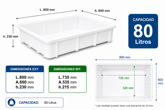 Cubeta apilable 80 litros