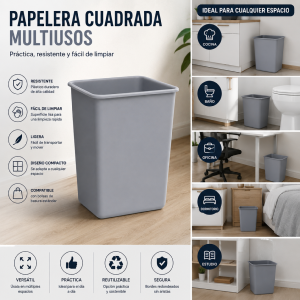 Papelera rectangular. Medidas Largo 280 mm Ancho 230 mm Alto 340 mm