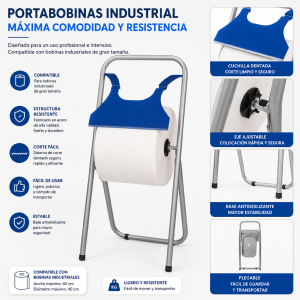 Portarrollos celulosa industrial con Sistema de Corte para Bobinas de Celulosa